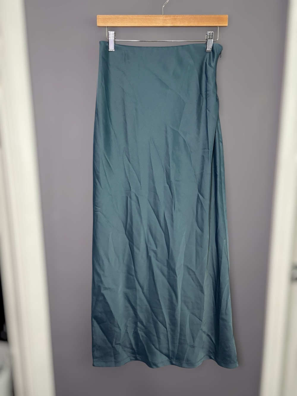 Urban Outfitters Blue Satin Slip Midi Skirt Small